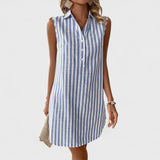 Annemiek - Elegantiška marškinių suknelė dryžuota