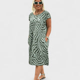 Nelia - Vasaros suknelė su apvaliu kaklu ir gražiu raštu