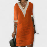 Moteriškas medvilnės ir lino suknelė