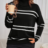 Thea – Aukštas Kaklas Megztinis Ruoželiais