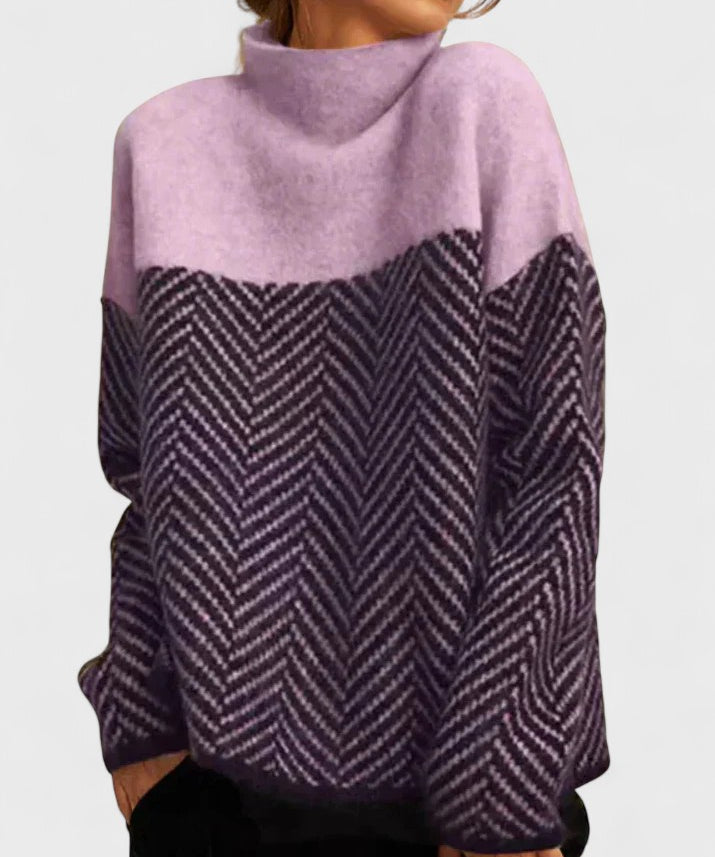 Samanta | Medvilninis megztinis su aukštu kaklu