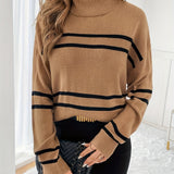 Thea – Aukštas Kaklas Megztinis Ruoželiais