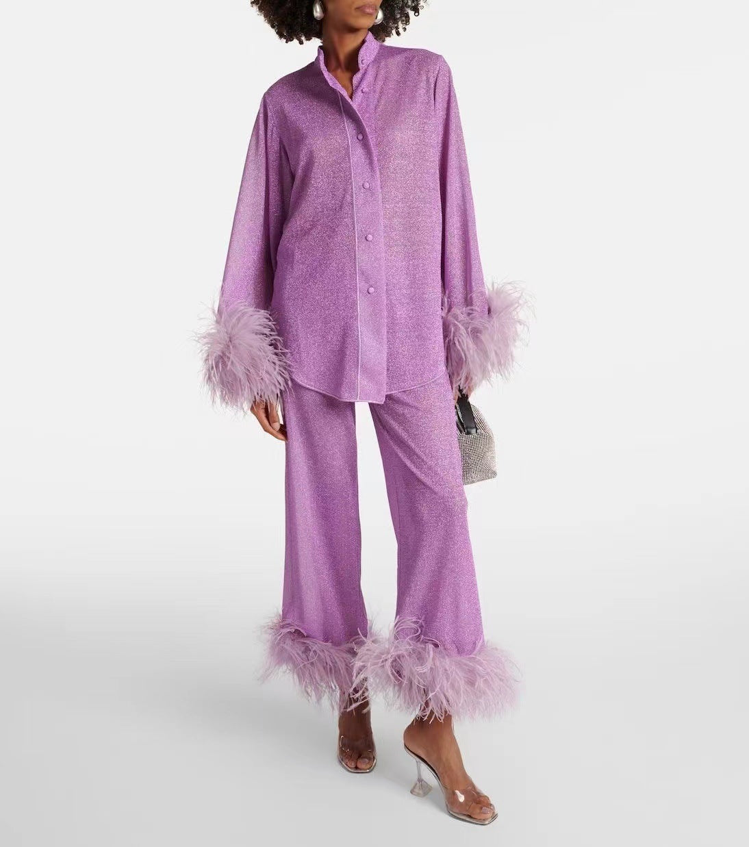 Lya - Dviejų dalių komplektas su plunksnų apykakle