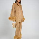 Lya - Dviejų dalių komplektas su plunksnų apykakle