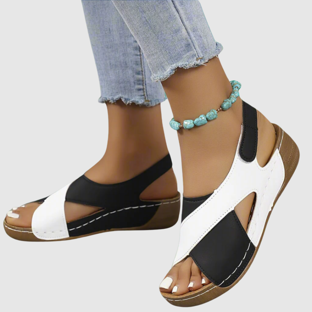 Hildegard - Dviejų spalvų odiniai sandalai