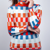 Erika - Megztinis su Aukštu Kaklu Patchwork