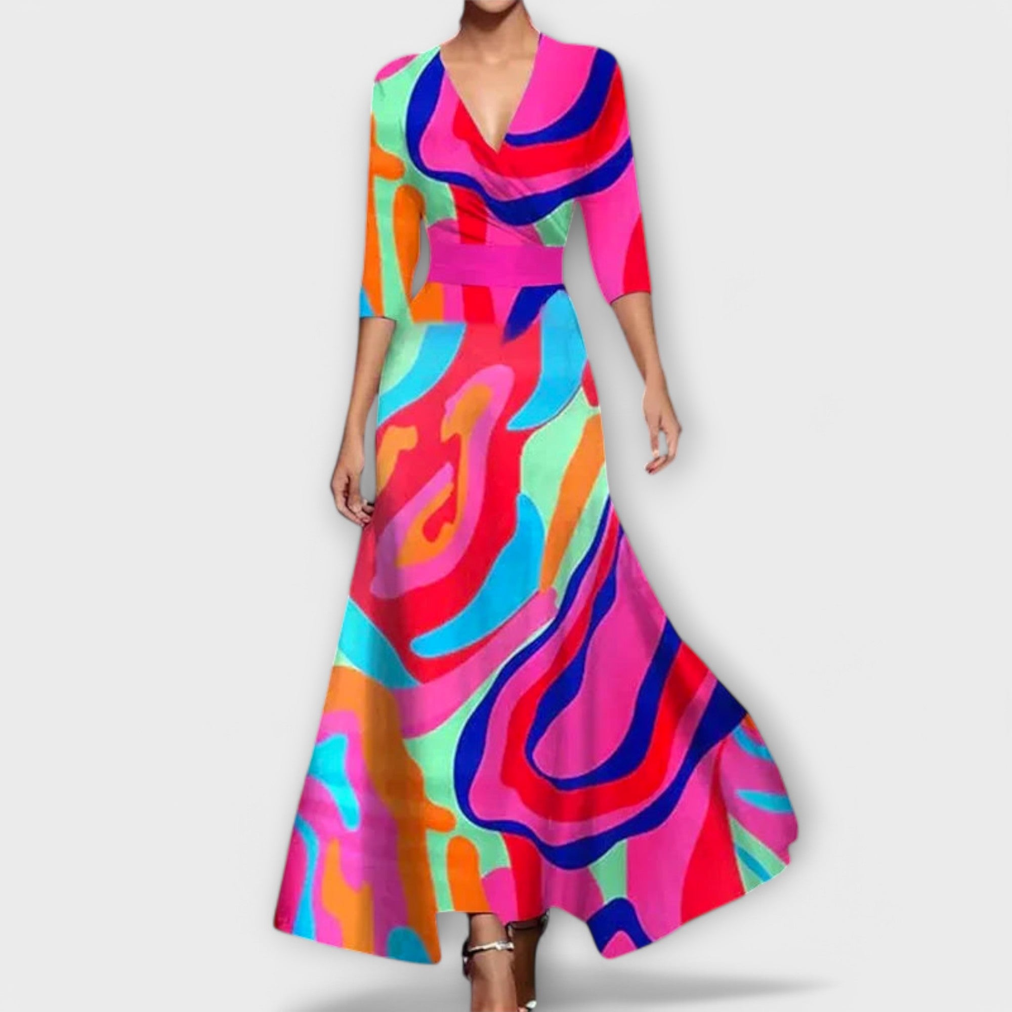 Almia - Eleganti moteriška suknelė su rankovėmis