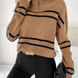 Thea – Aukštas Kaklas Megztinis Ruoželiais